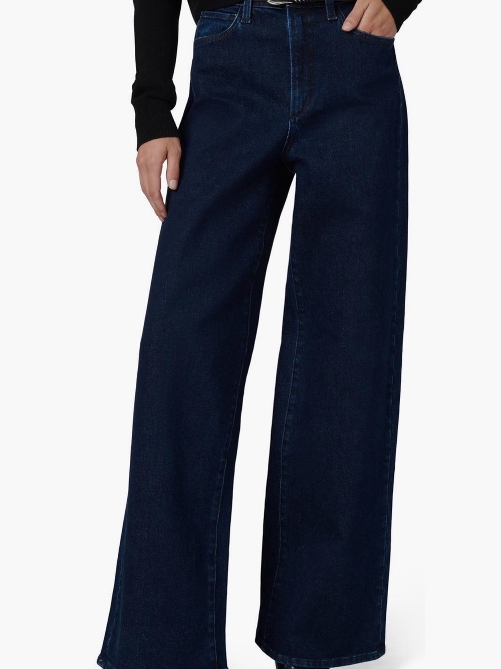 Wide Leg Women's Jeans - Dark Blue